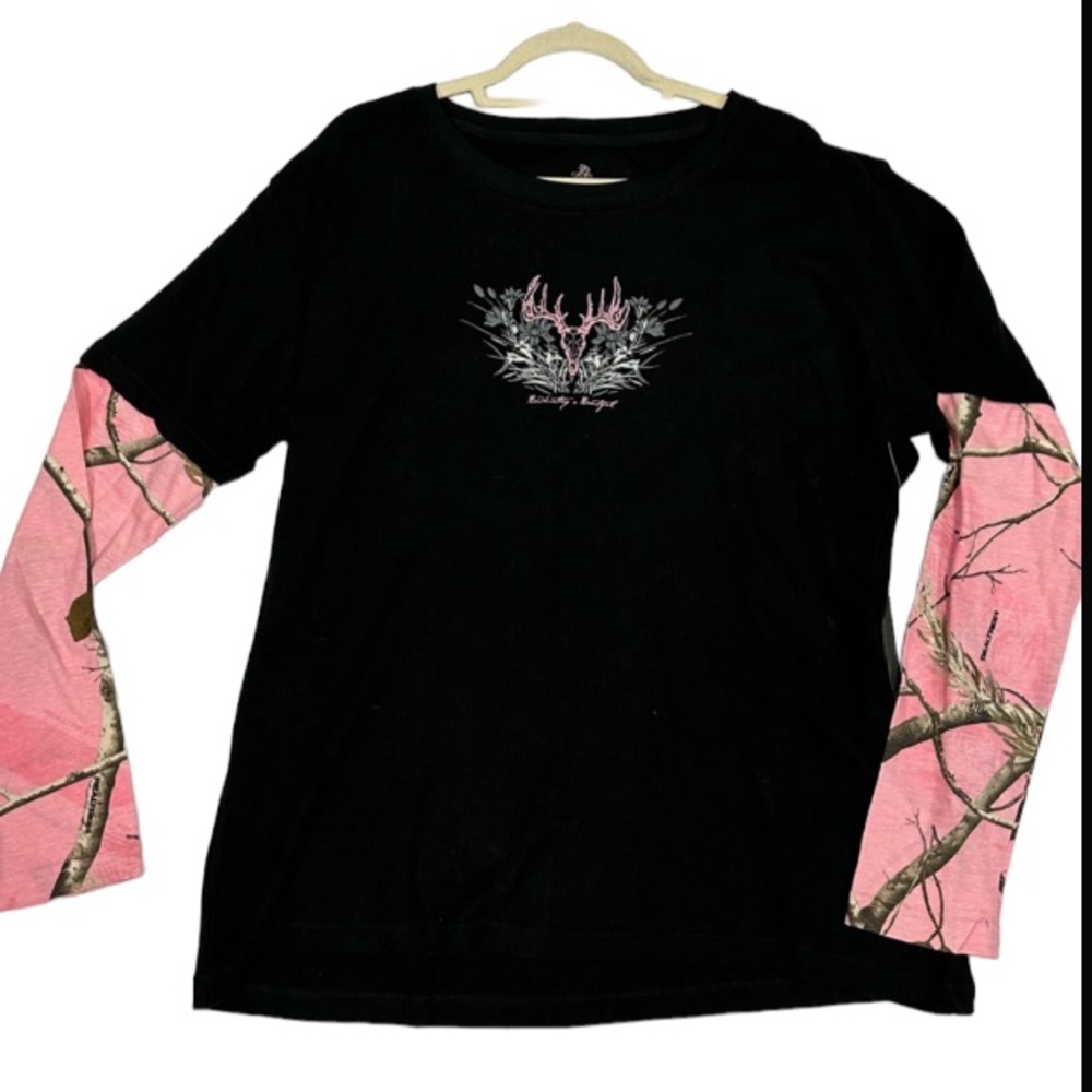 Legendary Whitetails Long Sleeve Black Thermal | Pink Camo Shirt Size 2XL NWT